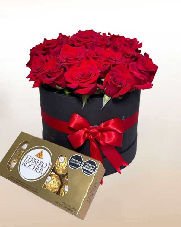 Caja de rosas rojas